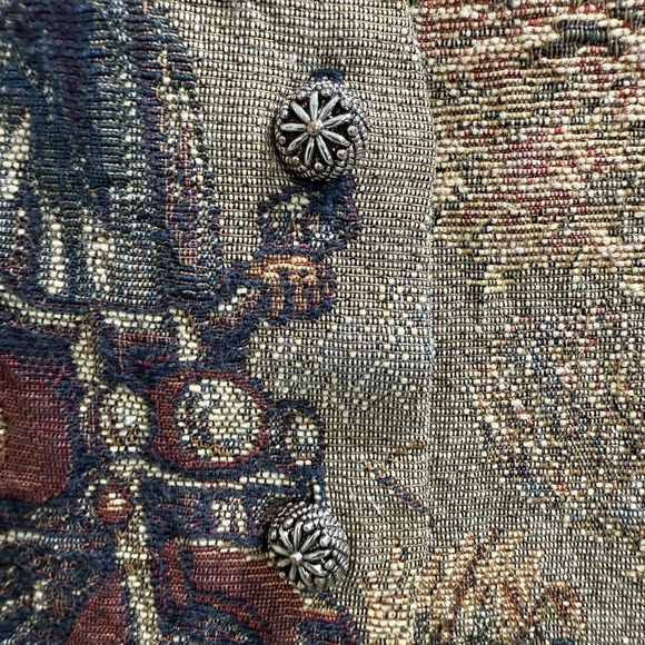 Vintage 80s Tapestry Vest Academia Motorcycle Boho Edwardian - Picture 16 of 16